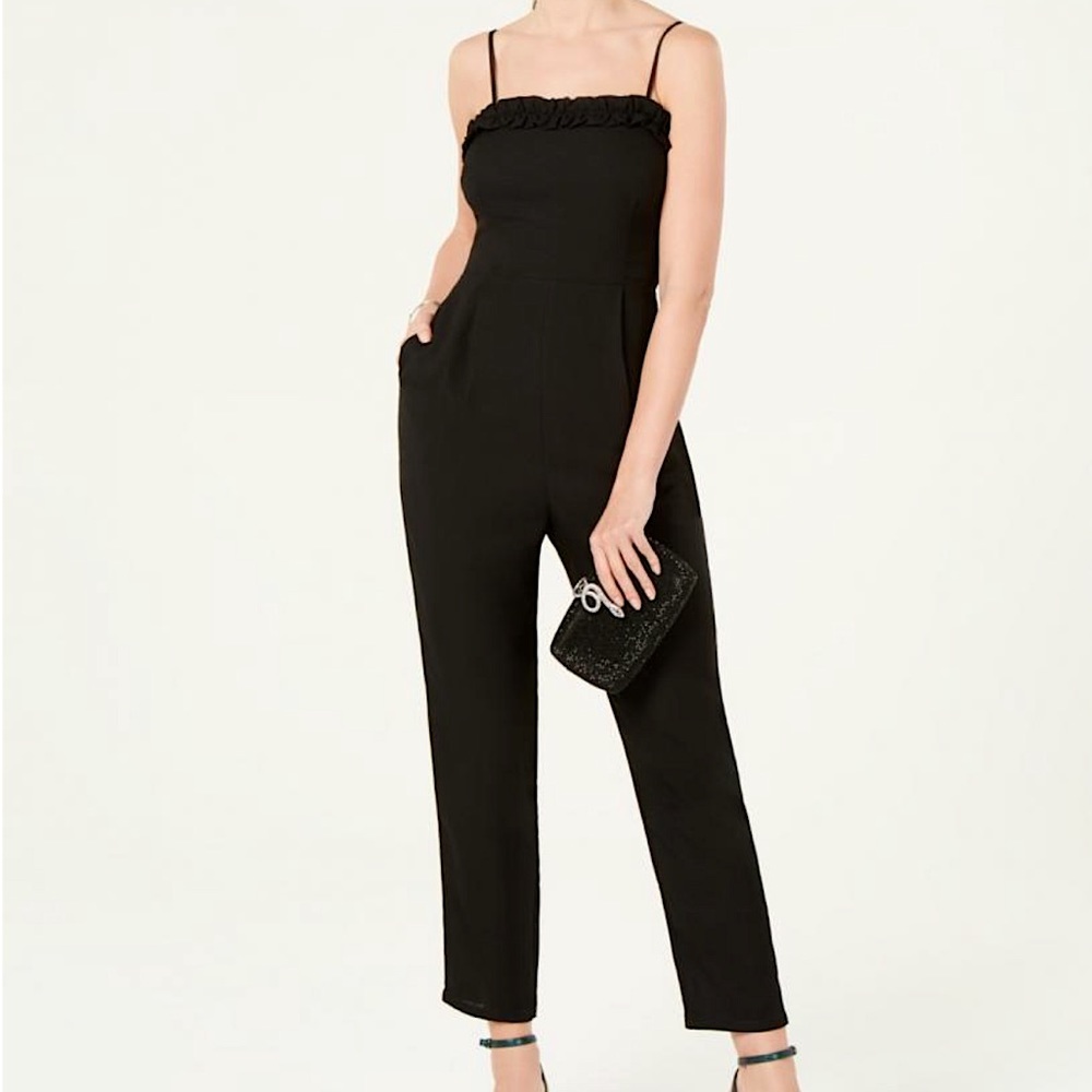 19 Cooper Ruffle Trim Black Jumpsuit — Like New — XL